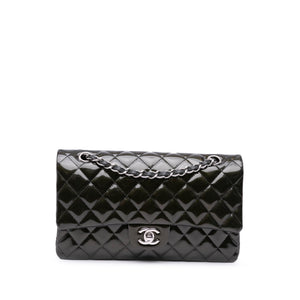 Chanel Medium Classic Striped Patent Double Flap