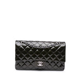 Chanel Medium Classic Striped Patent Double Flap