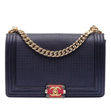 Chanel Medium Lambskin Embossed Cube Boy Flap