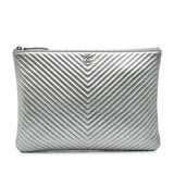 Chanel Medium Metallic Chevron Calfskin O Case Clutch