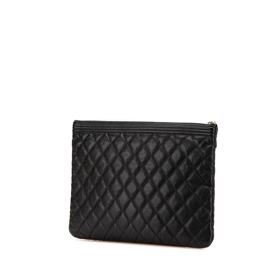 Chanel Medium Quilted Caviar Boy O Case Clutch