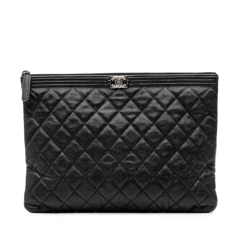 Chanel Medium Quilted Caviar Boy O Case Clutch