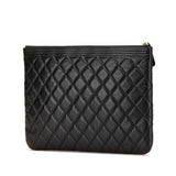 Chanel Medium Quilted Caviar Boy O Case Clutch