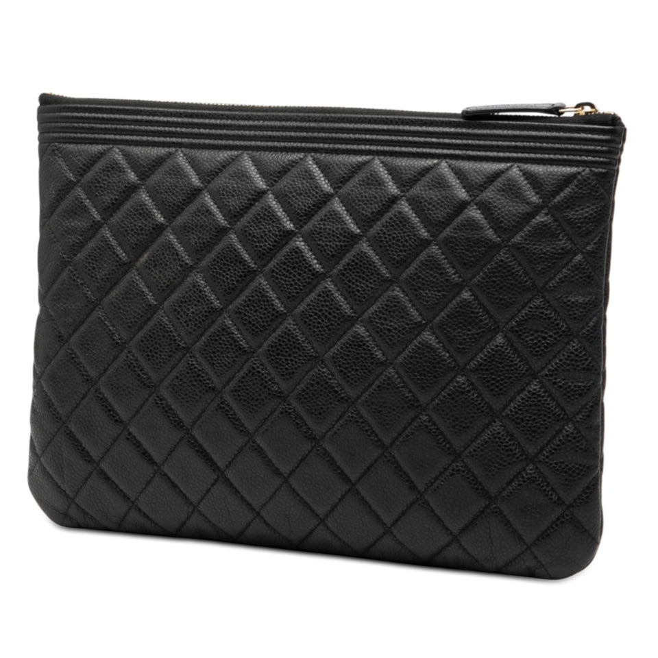 Chanel Medium Quilted Caviar Boy O Case Clutch