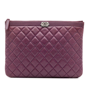 Chanel Medium Quilted Lambskin Boy O Case Clutch