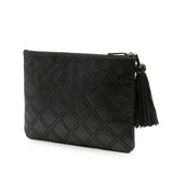 Chanel Medium Quilted Lambskin Double Stitch Tassel O Case Clutch