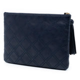 Chanel Medium Quilted Lambskin Double Stitch Tassel O Case Clutch