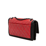 Chanel Medium Quilted Lambskin Grosgrain Two Tone Flap