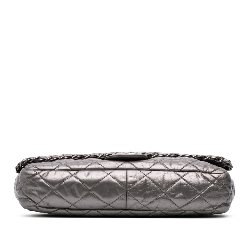 Chanel Medium Quilted Metallic Aged Calfskin Chain Me Flap
