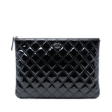 Chanel Medium Quilted Patent Double Stitch O Case Clutch