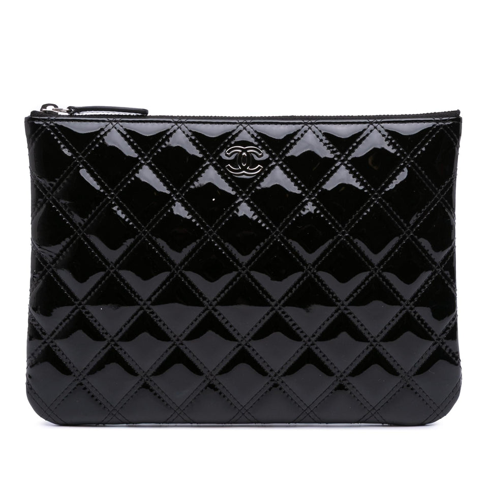Chanel Medium Quilted Patent O Case Clutch