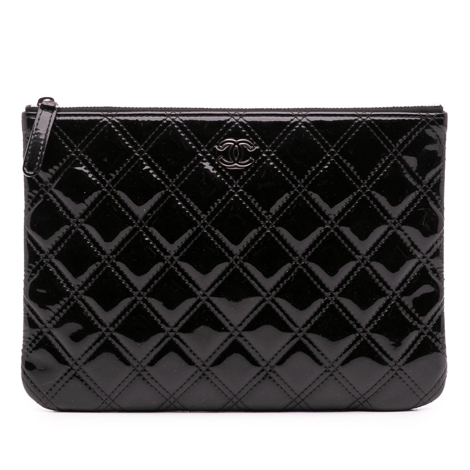 Chanel Medium Quilted Patent O Case Clutch