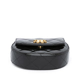 Chanel Mini CC Quilted Patent Leather Top Handle Clutch with Chain