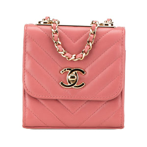 Chanel Mini Chevron Lambskin Trendy CC Chain Wallet