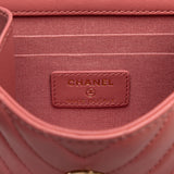 Chanel Mini Chevron Lambskin Trendy CC Chain Wallet