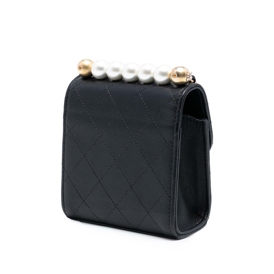 Chanel Mini Goatskin Chic Pearls Clutch On Chain