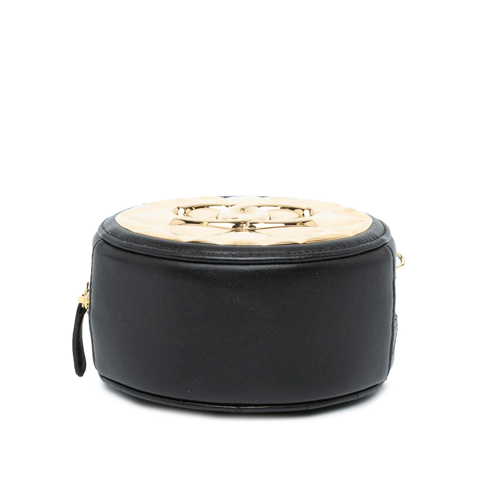 Chanel Mini Lambskin Golden Plate Round Clutch with Chain (SHG-WiHX9Q)