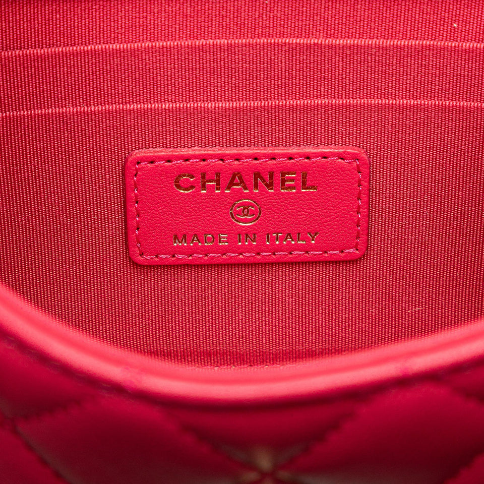 Chanel Mini Lambskin Trendy CC Clutch With Chain
