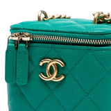 Chanel Mini Quilted Caviar CC Sweetheart Vanity Case with Chain