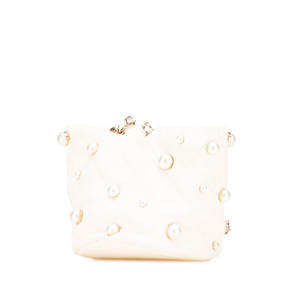 Chanel Mini Quilted Lambskin About Pearls Drawstring Bucket Bag