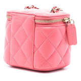 Chanel Mini Quilted Lambskin Top Handle Vanity Case With Chain
