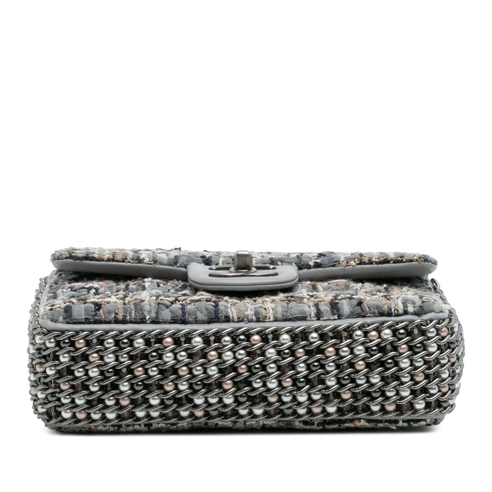 Chanel Mini Quilted Tweed River of Pearls Flap