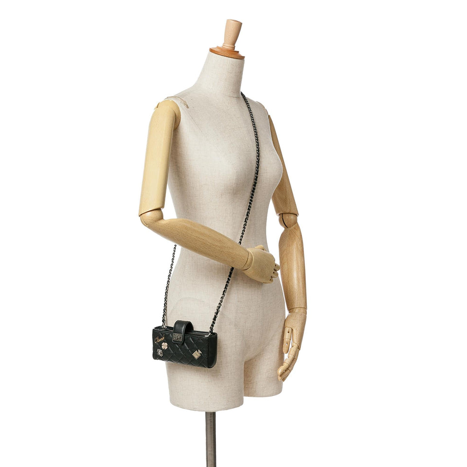 Chanel Mini Reissue 2.55 Quilted Calfskin Lucky Charms Clutch on Chain (SHG-uMLNK2)