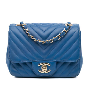 Chanel Mini Square Classic Chevron Lambskin Single Flap