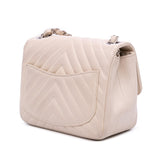 Chanel Mini Square Classic Chevron Lambskin Single Flap
