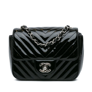 Chanel Mini Square Classic Chevron Patent Flap