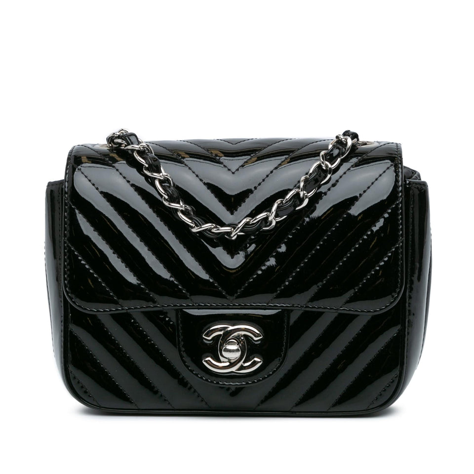 Chanel Mini Square Classic Chevron Patent Flap