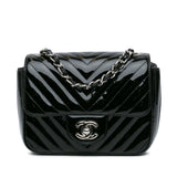 Chanel Mini Square Classic Chevron Patent Flap