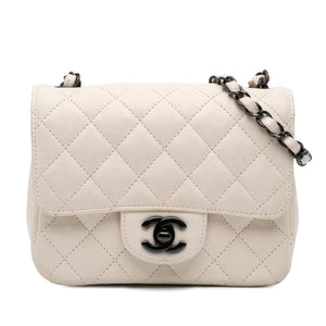 Chanel Mini Square Classic Crumpled Calfskin Single Flap