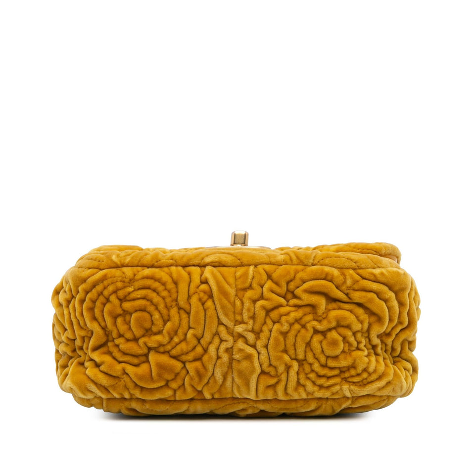 Chanel Mini Square Velvet Camellia Embossed Flap