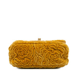 Chanel Mini Square Velvet Camellia Embossed Flap