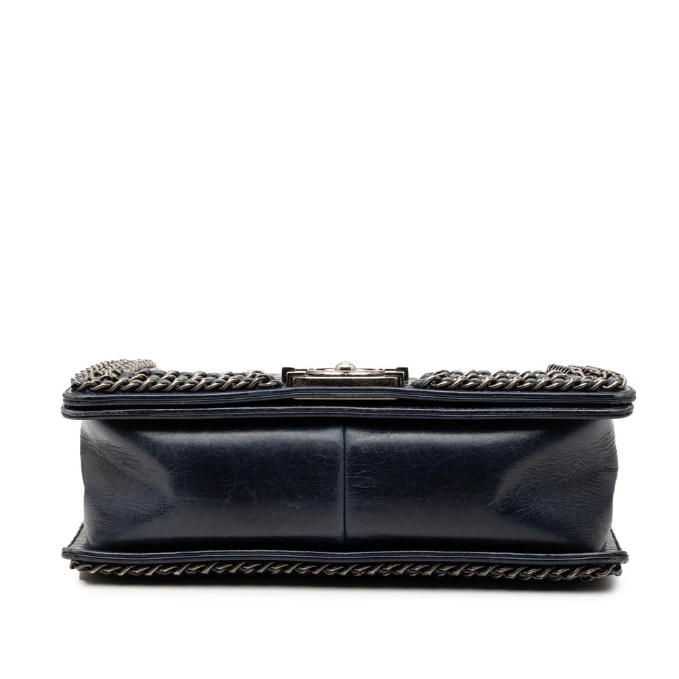 Chanel Old Medium Quilted Glazed Calfskin Chain Around Boy Flap