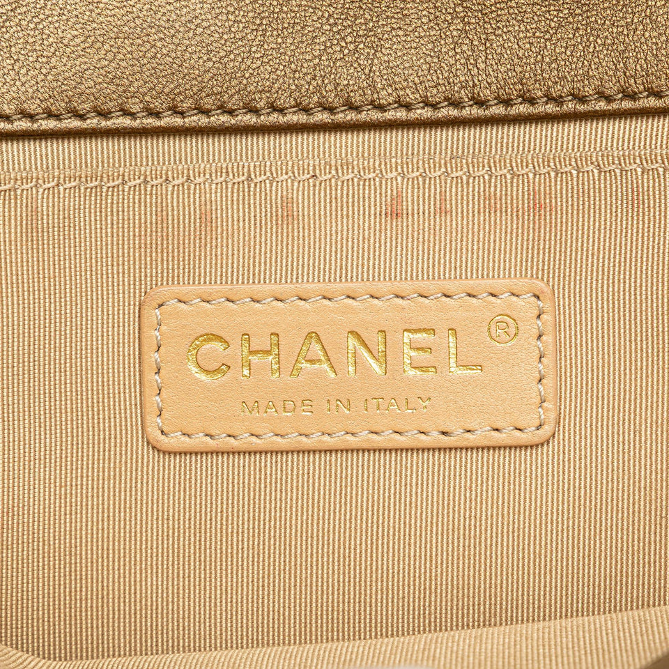 Chanel Old Medium Quilted Metallic Lambskin Boy Flap