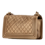 Chanel Old Medium Quilted Metallic Lambskin Boy Flap