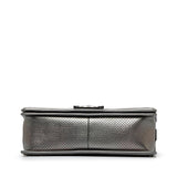 Chanel Old Medium Quilted Perforated Metallic Lambskin Boy Flap