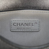 Chanel Old Medium Quilted Perforated Metallic Lambskin Boy Flap