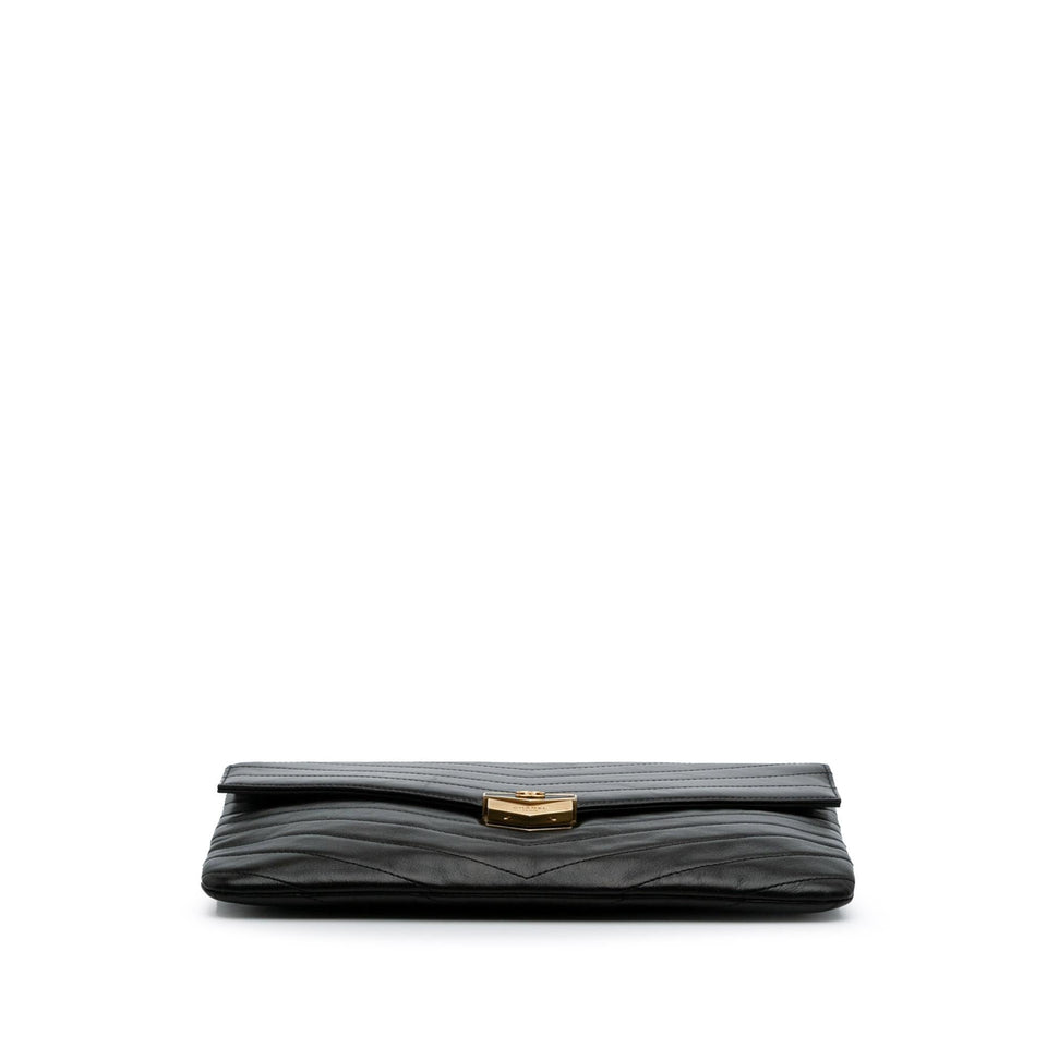 Chanel Paris Hamburg Chevron Lambskin Clutch