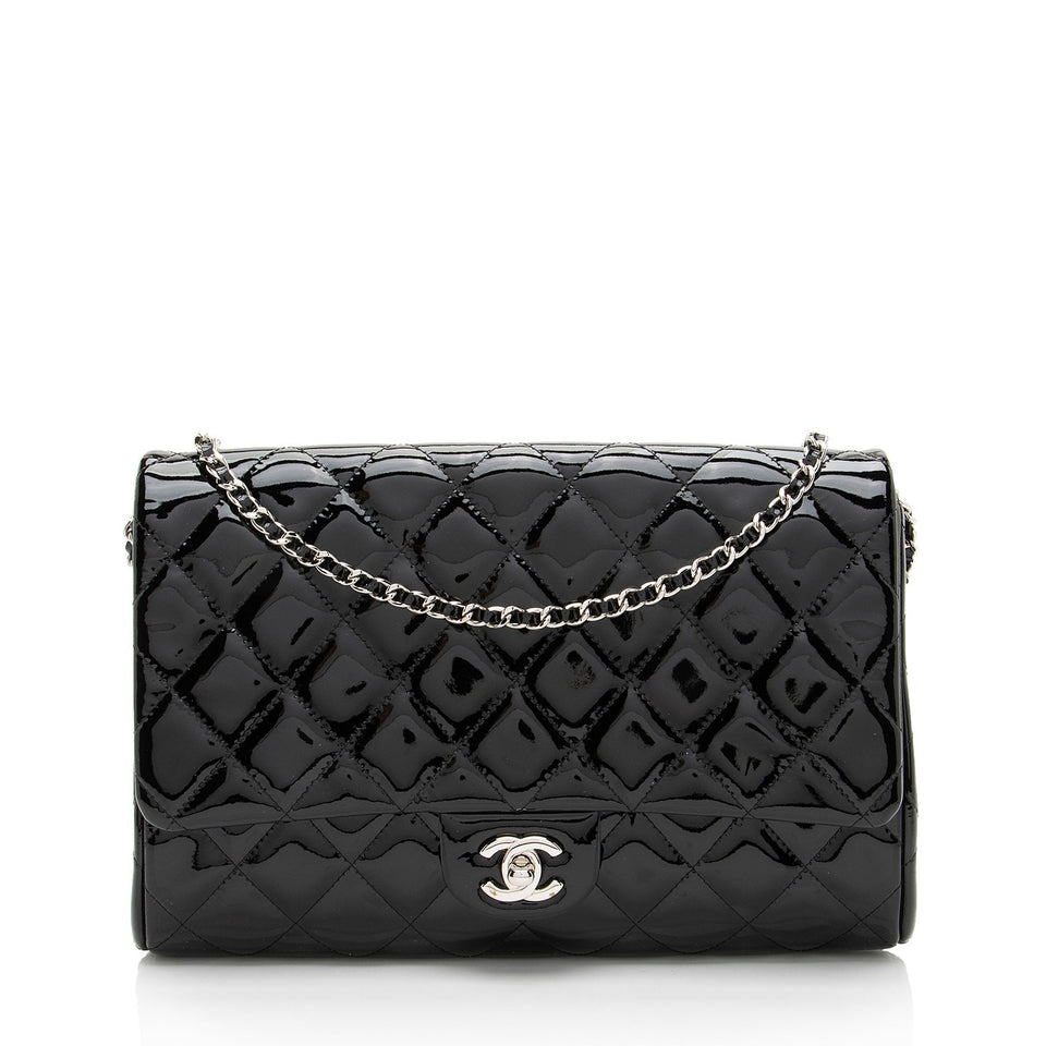 Chanel Patent Leather Classic Chain Flap Clutch
