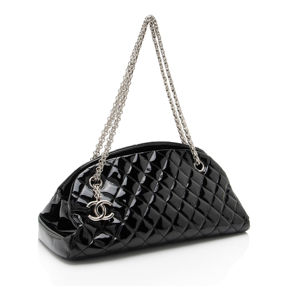 Chanel Patent Leather Just Mademoiselle Bowler Bag (SHF-HYGAdd)