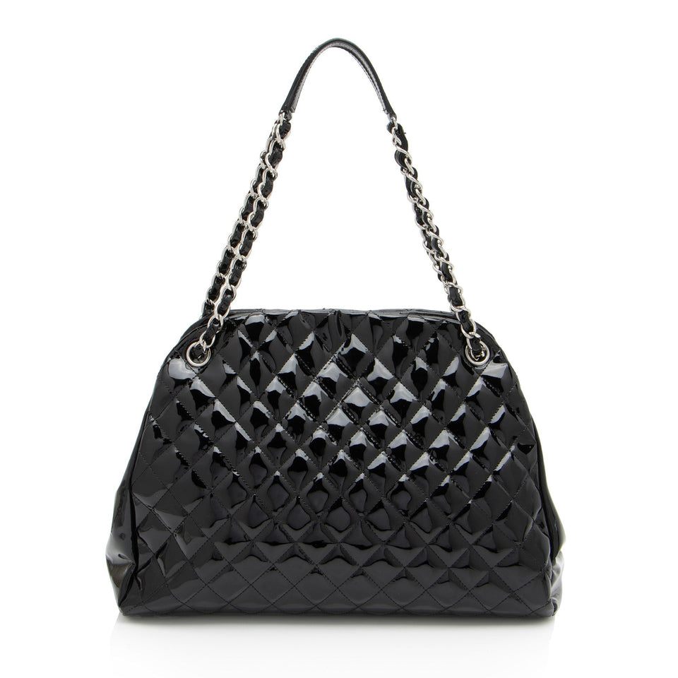 Chanel Patent Leather Just Mademoiselle Large Bowler Bag (SHF-ELuN7V)