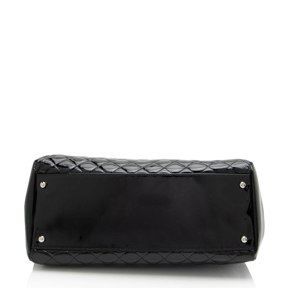 Chanel Patent Leather Just Mademoiselle Large Bowler Bag (SHF-ELuN7V)