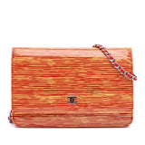 Chanel Patent Striped Wallet On Chain
