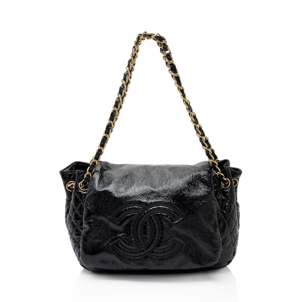 Chanel Patent Vinyl Rock and Chain Medium Shoulder Bag