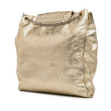 Chanel Perforated Crackled Metallic Calfskin Drill Tote