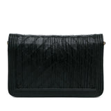 Chanel Pleated Crumpled Chevron Le Boy Wallet On Chain