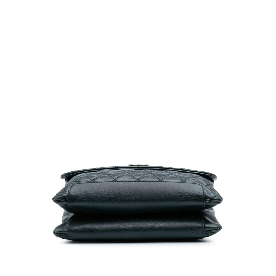 Chanel Quilted Aged Calfskin Logo Accordion Flap